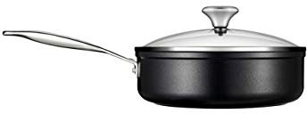 Le Creuset Toughened PRO 3-1/2 qt. Sartén para saltear con tapa de cristal antiadherente, 3,5, color gris