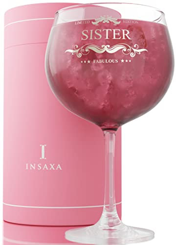 Insaxa Sister Gifts Fabulous Sister Large Gin Glass (730ML) Sister Birthday Gifts Christmas Gifts