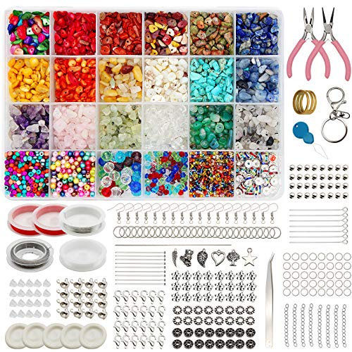 Gocelyn Crystal Chip irregolare Beads con Spacer Stone Kit, pietre preziose pinze pinzette gancio per l'orecchio pendenti per gioielli fai da te orecchini collana creazione di bracciali