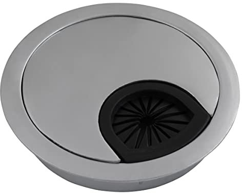 McPower WB-02 - Pasacables (70 mm de diámetro, Metal, Cromo, para Escritorio, Muebles, Tablero de Mesa, tamaño del Orificio: 57 mm, Altura 13 mm)