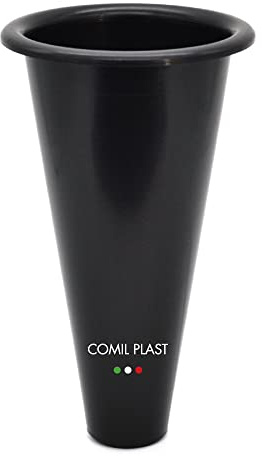 Comil Plast | Porte-Fleurs en Plastique d'intérieur pour Vase de cimetière Couleur Noir | Diamètre 9 cm, Hauteur 16 cm.