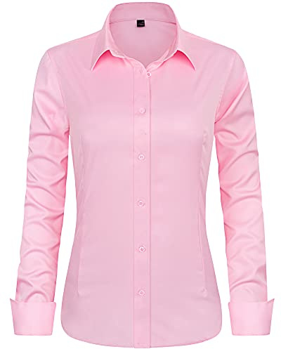 J.VER Womens Shirts Long Sleeve Stretch Dress Fitted Shirt Business Casual Work Office Ladies Blouses Shirts