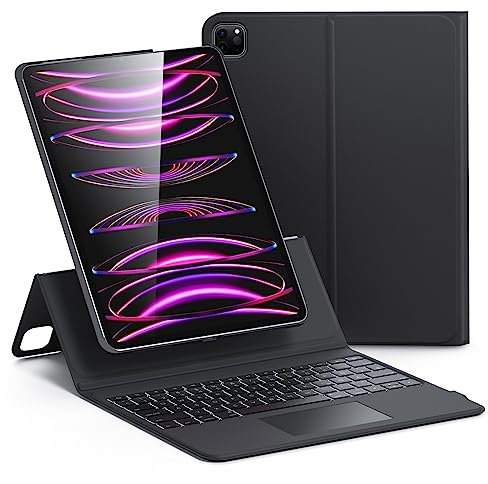 ESR iPad-Tastatur Hülle für iPad Pro 12,9 Zoll (6./5./4./3. Generation), voll Verstellbarer Ständer, magnetisch abnehmbare Hülle, vollständig Verstellbarer Ständer im Hoch- und Querformat, Schwar