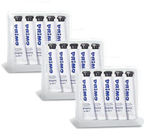 PRIMO Lot de 3 x 5 Tubes Aluminium 12ml Peinture Gouache Blanc 100