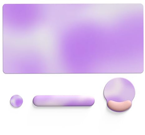 UBOTIE Gradient Color Tastatur Schaum Handgelenkauflage, rundes PU-Kissen, Mauspad & Untersetzer Set (E)