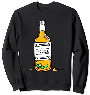 Tequila-Flasche mit grünem Wurm Oldschool-Grafik Sweatshirt