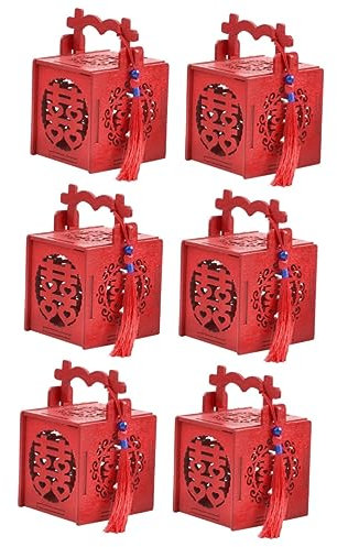 ifundom 6 Pièces Cadeaux En Vrac Contenants à Biscuits Contenants De Bonbons Chinois Cadeaux Chinois Mini Lanternes Chinoises Sac Cadeau Bébé La Mariée En Bois Accessoires Bonbons Heureux