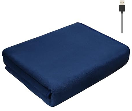 150×80cm Quick Heating Electric Blanket with Large Pocket Wearable USB Charging Heated Shawl Wraps Cape Warm Skirt Knee Blanket Washable Winter Plush Blanket for Home Office School Outdoor Travel
