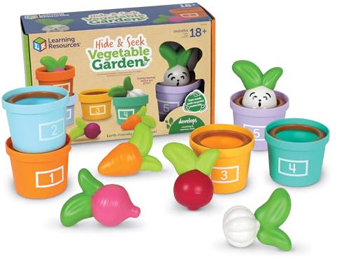 Learning Resources Cache-Cache dans Le Potager, Jouets d'apprentissage pour Tout-Petits, Jouets durables, dès 18 Mois