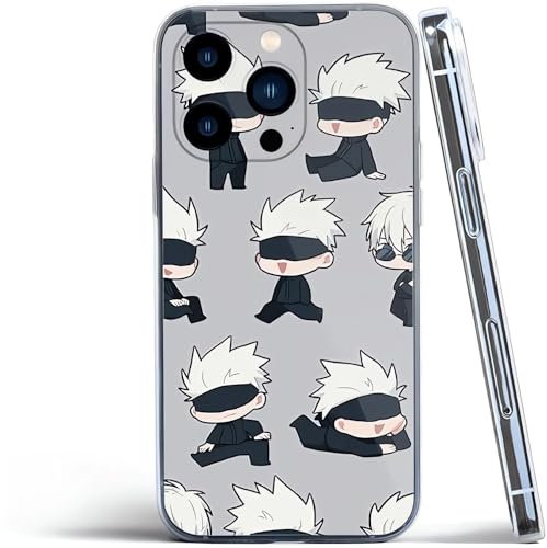 Generic Handyhülle Japanisches Anime, kompatibel mit iPhone 15 Plus, Hülle für Jujutsu Kaisen, stoßfest, Zubehör, Gojo Satoru BabyCharm, Minzgrün