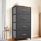 YITAHOME Kommode,Kommode mit 4 Schubladen,Schrank,Stoffschubladen mit Griffen,Metallgestell,Dauerhaft,Dunkelgrau