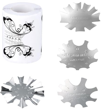 4 Stück French Nails Schablone Edelstahl, 100 Stück Nagelverlängerung Schablone, French Lächeln Nagel Kunst Schablone, Metall Nail Schablone Cutter, French Smile Line Schablone, Maniküre Werkzeug Set