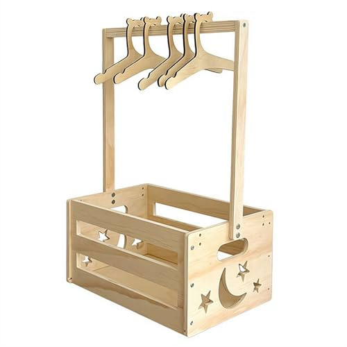 Baby-Party-Kistenschrank mit 5 Aufhängern, Babykorb aus Holz mit Griff, dekorativer Baby-Kleiderständer für Babyparty, Schwangerschaft, neue Eltern