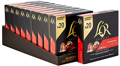 L'OR Splendente - 200 Capsules de Café intensité 7 - Compatibles Nespresso®* (lot de 20 x 10)