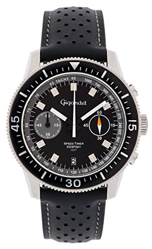 Gigandet Herrenuhr Chronograph Quarzwerk Analog mit Lederarmband Speed Timer G7-009