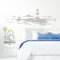 Grandora Skyline Küstenlandschaft Leuchtturm I hellgrau 90 x 30 cm I Bad Wohnzimmer Schlafzimmer Aufkleber Wandaufkleber Wandsticker Modern W974