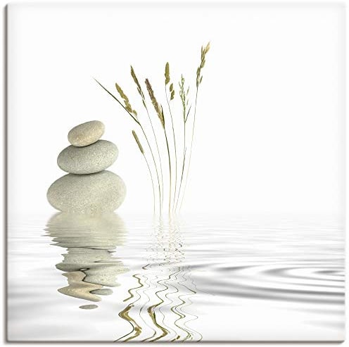 ARTLAND Wanddeko Leinwand Bilder Wandbild 100x100 cm Zen Asien Asiatisch Wellness Spa Entspannung Natur Steine See T5VB