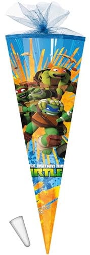 Schultüte - Teenage Mutant - Hero Ninja Turtles - 50 cm - rund - mit Tüllabschluß - Zuckertüte - mit/ohne Kunststoff Spitze - Nestler - Jungen - Turtle ..