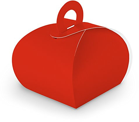 50x itenga GeschenkSchachtel aus Karton zum Befüllen (Adventskalender Gastgeschenk, Hochzeit Taufe Geburt) (Box mit Griff, rot)