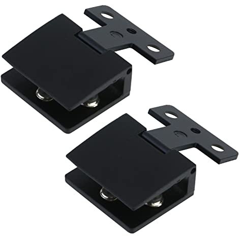 Antrader 2 Pcs Glass Cabinet Door Hinges, Wine Cabinet Clamps Display Gate Hinges, Zinc Alloy Matte Black, No Need to Drill Hole