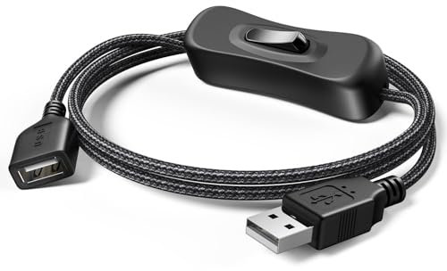 ANDTOBO Câble USB avec Interrupteur Marche/arrêt, câble USB amélioré avec Interrupteur Marche/arrêt pour enregistreur de Conduite, Bande LED, système iOS, etc.