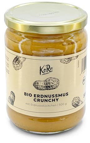 KoRo - Crema di arachidi crunchy bio 500 g - burro croccante biologico, 100% senza zucchero e olio, crema proteica senza glutine