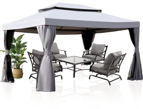 Grand Patio Gazebo da esterno con zanzariere e tende, 3 x 4 m, tenda robusta con gambe dritte, top morbido per patio, terrazza, cortile