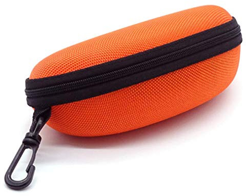 Schutztasche Hardcase BrillenetuiBox für Sonnenbrille/Lesebrille -Niedliche Tasche in Schwarz für Brille und Sonnenbrille mit Reißverschluss, Hard Case für die Reise (Orange , 169*73*66mm )