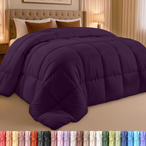 Utopia Bedding Comforter Duvet Insert - Quilted Comforter with Corner Tabs - Box Stitched Down Alternative Comforter (King, Plum/Purple)