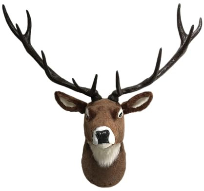 Generisch XXL groß Deko Figur Wand Hirschkopf Hirsch braun Rentier Geweih Wanddekoration