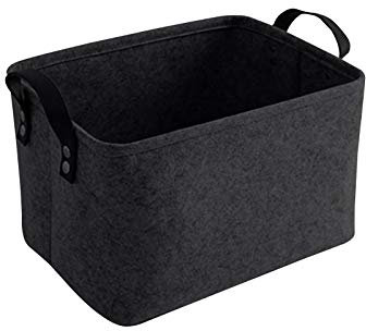 LITLANDSTAR felt storage basket, faltbar filz aufbewahrungsbox für Regal,Wäsche,Schrank,Spielzeug oder Toilettenpapier, 33*20*23cm,schwarz