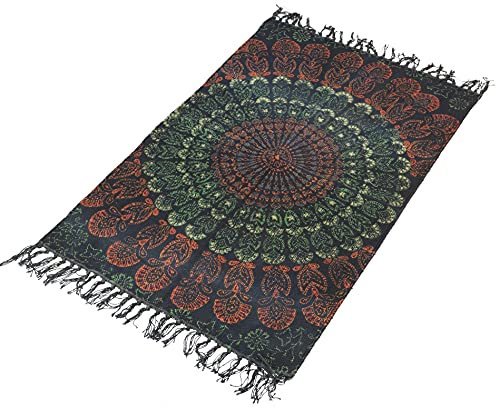 GURU SHOP Bunte Bodenmatte, Kleiner Bedruckter Teppich, Vorleger - Grün, Baumwolle, 90x60x0,5 cm, Teppiche, Bodenmatten