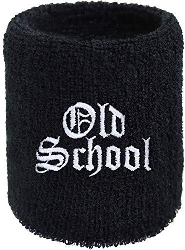 Old School Schweissband Biker Stickerei Schweißband Bestickt & Absorbierendes Frottee Hard Rock Rockabilly Handgelenk Arm Black Heavy Metal Wristband Festival Geschenk Schweiß-Armband