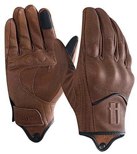 Harssidanzar Motorbike Gloves, Mens Leather Motorcycle Gloves Touchscreen Riding Racing Motorcoss Glove GM028UKK, Saddle(upgrade), Size M