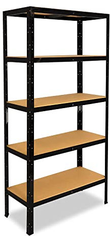 shelfplaza® 200x80x50cm Schwarz Schwerlastregal/Metallregal 5 Böden à 175kg Tragkraft/Lagerregal Regal Keller Haushaltsregal/Metall Regal Stehend