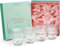 GLASSIQUE CADEAU Vintage Art Deco Ribbed Lowball Cocktail Glasses | Set of 4 | 340 ml Crystal Double Old Fashioned Tumblers for Drinking Classic Whiskey, Gin, Vodka Bar Drinks