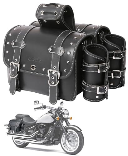 Saddebag in pelle ad alta densità per moto, borse laterali con portabicchieri, impermeabile Harley Sportster, borsa portautensili laterale, borsa portautensili per moto, universale, 1 paio, nero