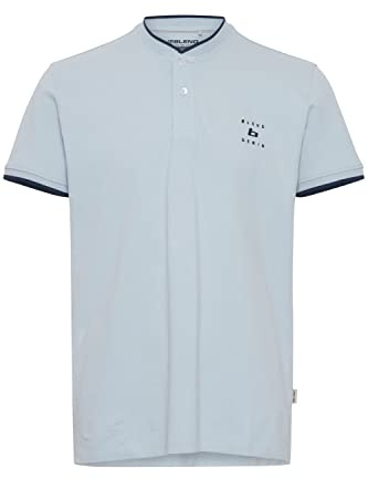 Blend 20715179 Polo Herren Poloshirt Polohemd Stehkragen mit Knopfleiste Hochwertiger Baumwoll-Pique Regular Fit, Größe:XL, Farbe:Celestial Blue (144210)