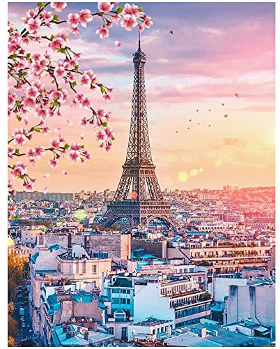 DCIDBEI 40x50cm Diamond Painting Set Landschaft Eiffelturm,5D Diamant Painting Bilder Stadt Paris,Kinder stickerei set Erwachsene Diamanten Dekoration und Geschenk