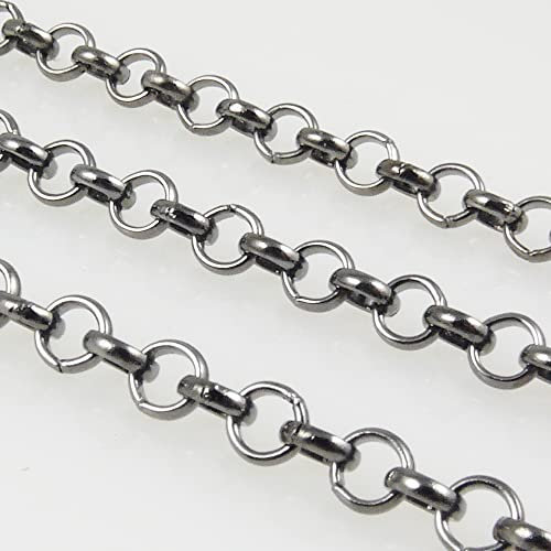 Metallkette 1m massive Gliederkette 5mm Erbskette metallgrau Schmuckkette Ketten-Rohling