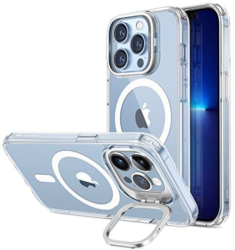 ESR Classic Kickstand Case with HaloLock Compatible with iPhone 13 Pro Max Case, Built-In Camera Ring Stand, Clear