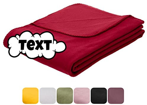 Kuscheldecke personalisiert 150 cm x 200 cm individuell Bestickt mit Namen | mit Text | Fleece Decke | Sofadecke | Tagesdecke | Felix (Bordeaux)