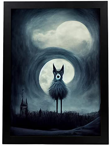 Nacnic Wolf im T. Burton Stil. Tier Illustrationen und Poster, inspiriert von Burtons Dark und Goth Kunst. Innenarchitektur und Dekoration. A4.