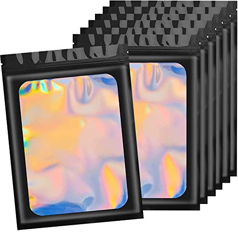 Volsha 6x10cm 100 Grip Foil Ziplock Bags, Black Small Clear Plastic, Resealable Storage Pouches, Poly Zip Lock, Perfect for Kitchen, Jewellery, Diamond Painting, Cookies and Sweets