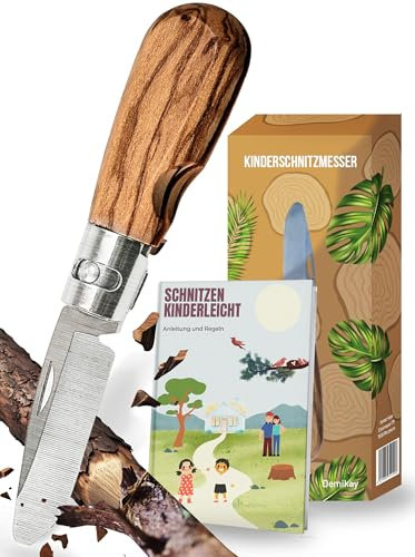 Demikay® - Kinderschnitzmesser - [EINKLAPPBAR] - inkl. E-Book - Schnitzmesser für Kinder - Kindermesser klappbar - Kindermesser Eiche (Eiche)