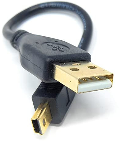 15cm short Mini USB to USB 24AWG 2.0 Hi-Speed 2.0 A-Male to Mini-B 5pin Cable Power & Data Lead 0.5ft Black Gold Connectors