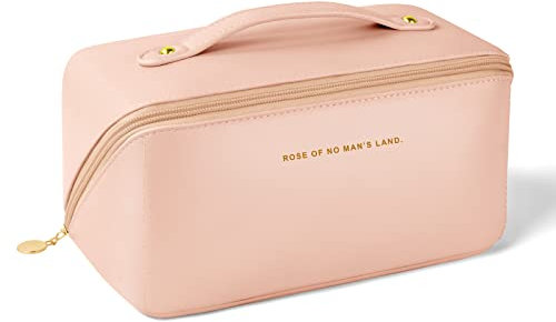 Aucuu Grande Trousse de Maquillage, Trousse à Maquillage Voyage avec Poignée, Sac à Cosmétiques en Cuir PU, Étanche Portable Trousse de Rangement Toilette Femme, Pochette Cosmetique Grande