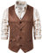 MakingDa Suede Cowboy Waistcoat Men V Neck Slim Fit Smart Casual Classic Vintage Leather Vest Western Costume Single Breasted Fake Pockets Fancy Dress Outfit-Khaki-2XL