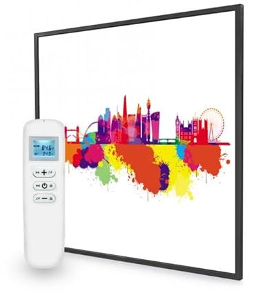 Mirrorstone Urban 350W Smart Wi-Fi Infrared Picture Heater, Electric Heating Panel, Low Consumption Home Living Room (London Skyline Splash)