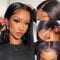 DUAUJUIU Perücke Bob Wig Human Hair 13x4 Lace Front Wig Remy Human Hair 150% Density Transparent Lace Wigs Short Bob Wigs Natur Schwarz 12 Zoll